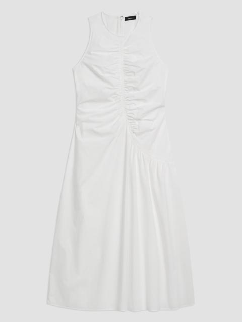 Theory Women's Asymmetrical Ruched Soft Lawn Midi-Dress - White