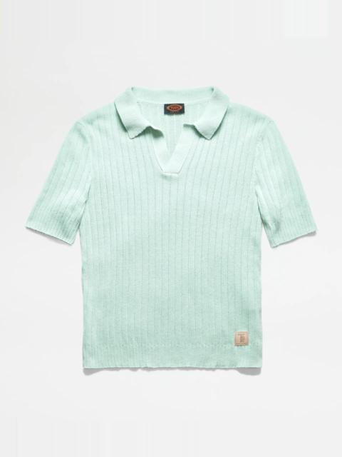 Tod's LINEN BLEND POLO SHIRT - GREEN