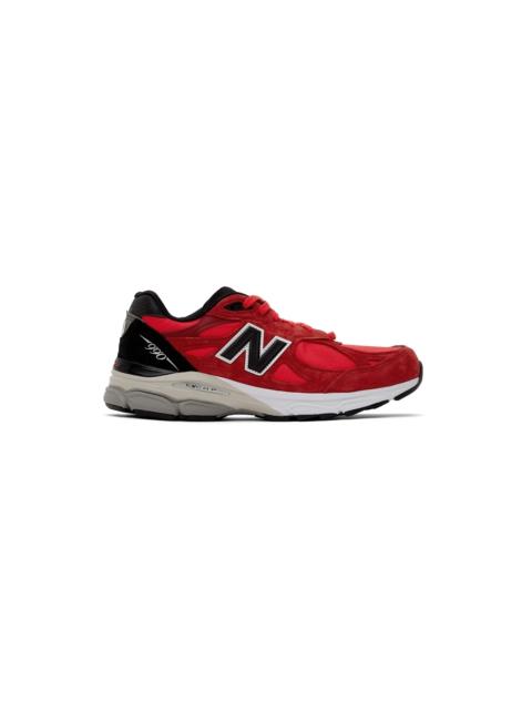 New Balance Red Made In USA 990v3 Low Sneakers