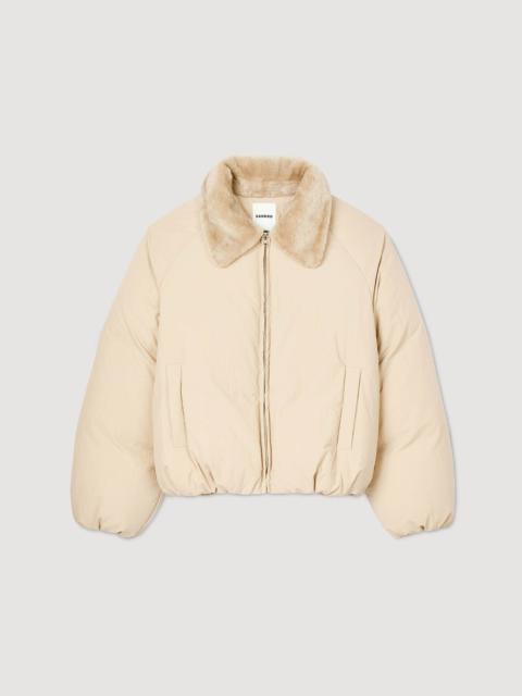 Sandro PUFFER JACKET WITH SHEARLING COLLAR