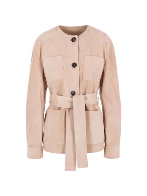 Max Mara belted suede jacket - beige