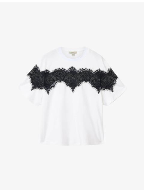 ALLSAINTS Lisa Lace-Embroidered Cotton T-Shirt