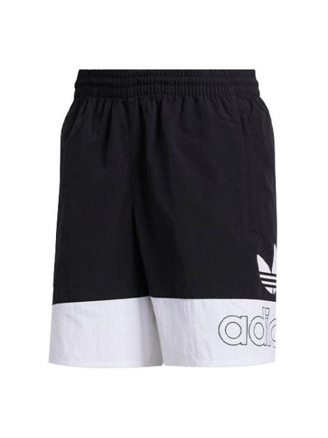 adidas adidas originals Logo Alphabet Printing Splicing Loose Shorts Black White FM1547