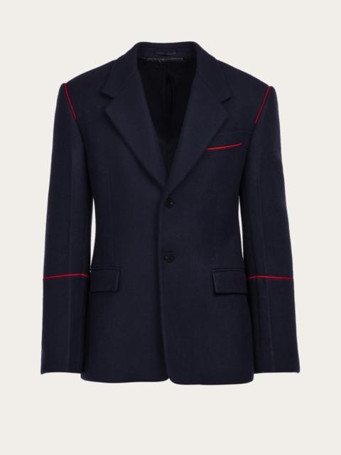 FERRAGAMO SINGLE BREASTED JACKET WITH CONTRASTING PIPING