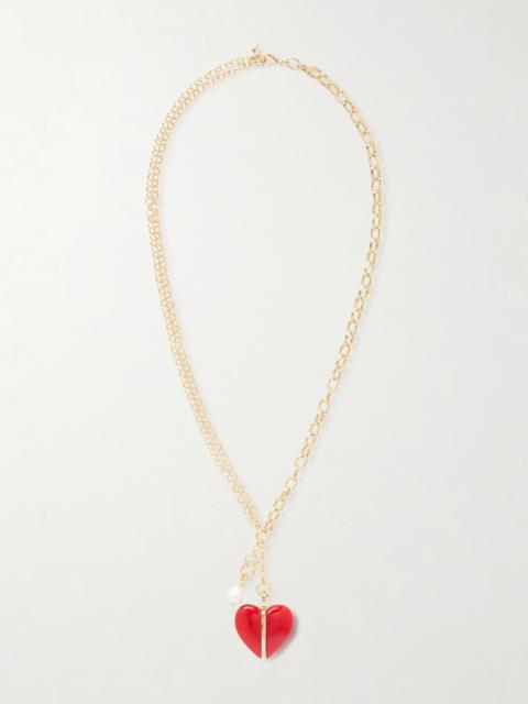 ROXANNE ASSOULIN The Stone Bar Gold-tone, Carnelian And Pearl Necklace