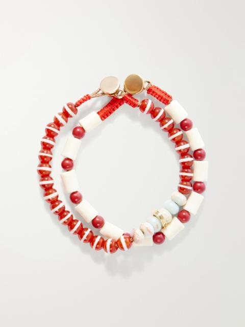 ROXANNE ASSOULIN Set Of Two Paprika Agate Beaded Bracelets