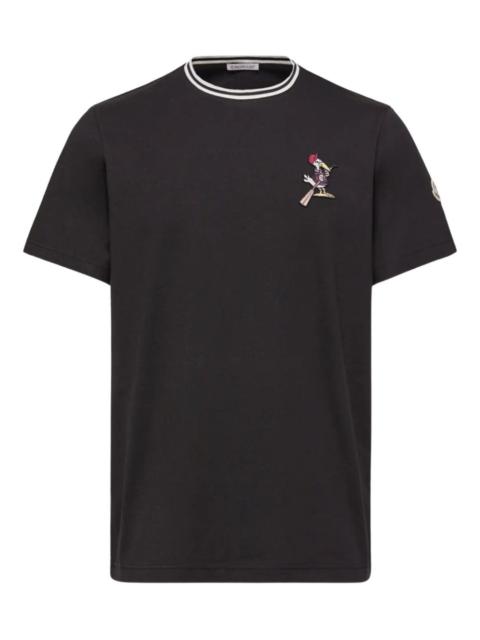Moncler striped-trim detail-appliqué T-shirt