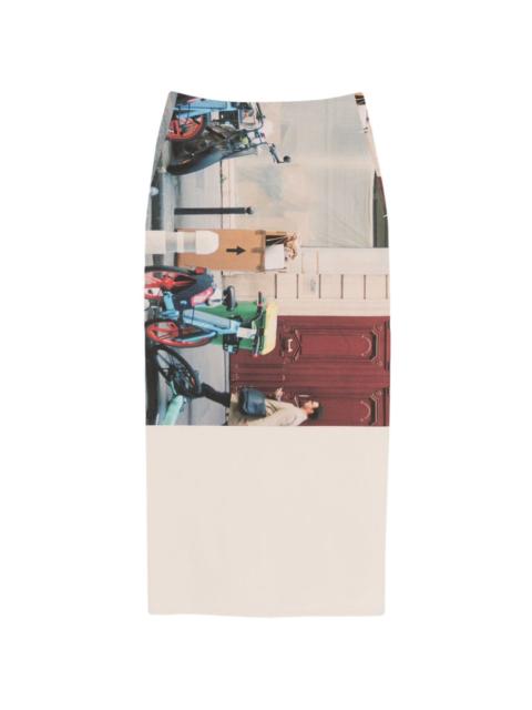 ISSEY MIYAKE graphic-print midi skirt