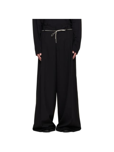 Dries Van Noten Black Wide Pleated Trousers