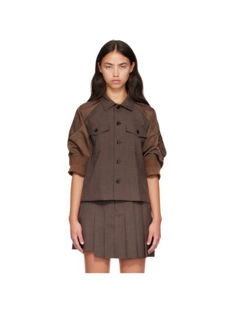 sacai Brown Suiting x Nylon Twill Shirt