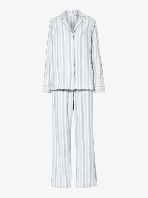 Derek Rose Kelburn striped cotton pyjama set