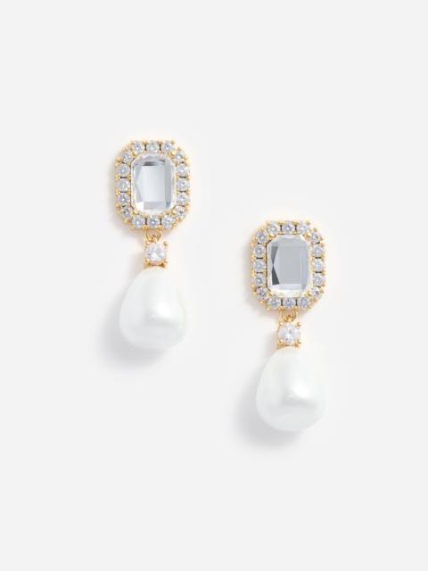 self-portrait Crystal Embellished Pearl Drop Earrings