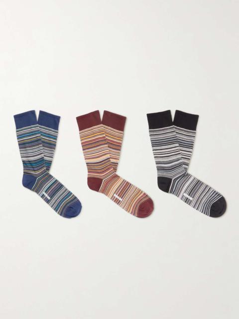 Missoni Three-Pack Striped Cotton-Blend Socks
