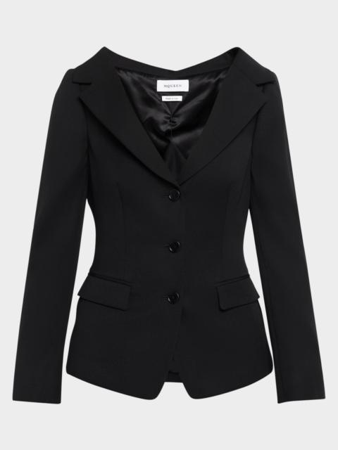 Alexander McQueen Off-The-Shoulder Single-Breasted Jacket