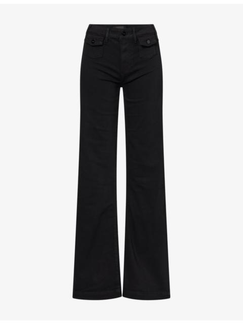 PAIGE Leenah Patch-Pocket Wide-Leg Stretch-Denim Jeans