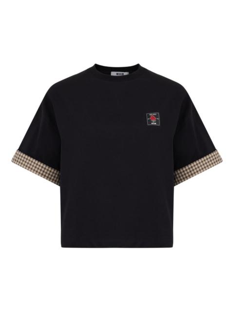 MSGM checked-sleeve T-shirt