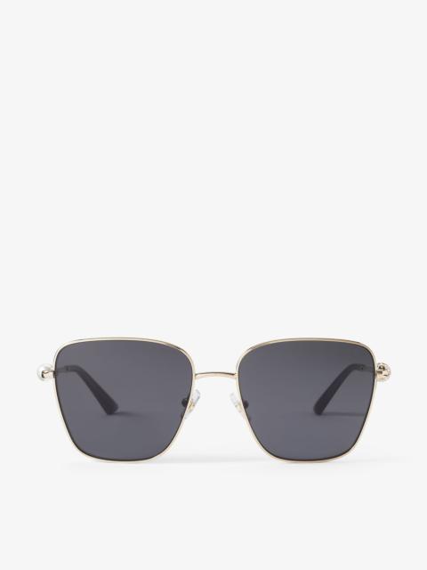 JIMMY CHOO Pua
Pale Gold Square Sunglasses with Crystals