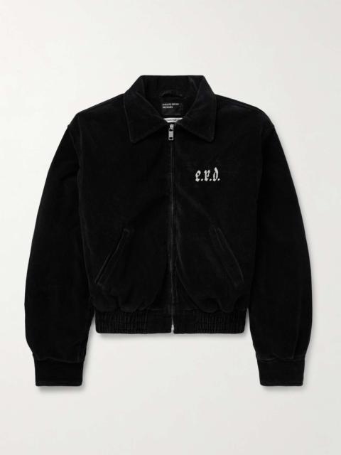 Enfants Riches Déprimés Barbara Cropped Logo-Embroidered Cotton-Corduroy Bomber Jacket