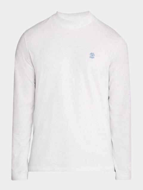 Brunello Cucinelli Men's Cotton Crest Mock Neck T-Shirt