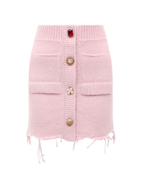 raw-cut knitted miniskirt