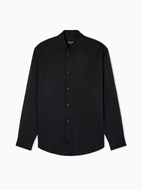 GIORGIO ARMANI GIORGIO’S SATIN SHIRT WITH A RHINESTONE DETAIL