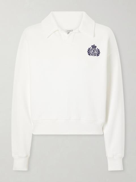 Sporty & Rich Embroidered Ribbed-detail Cotton Sweatshirt