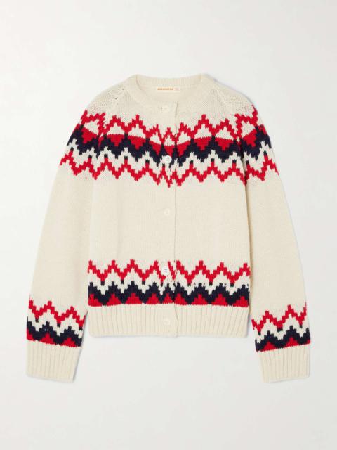 Jacquard-knit wool cardigan Ecru