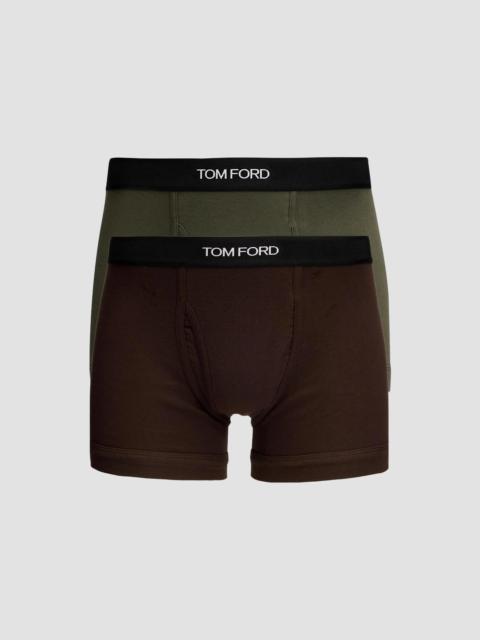 TOM FORD Men's Cotton Boxer Briefs 2-Pack - Chocolate Military Green