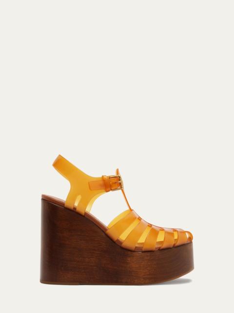 FARM RIO Beige Fisherman Jelly Wedge Sandal