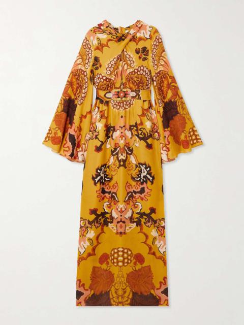 Johanna Ortiz Frontier Melodies embroidered printed silk-georgette maxi dress
