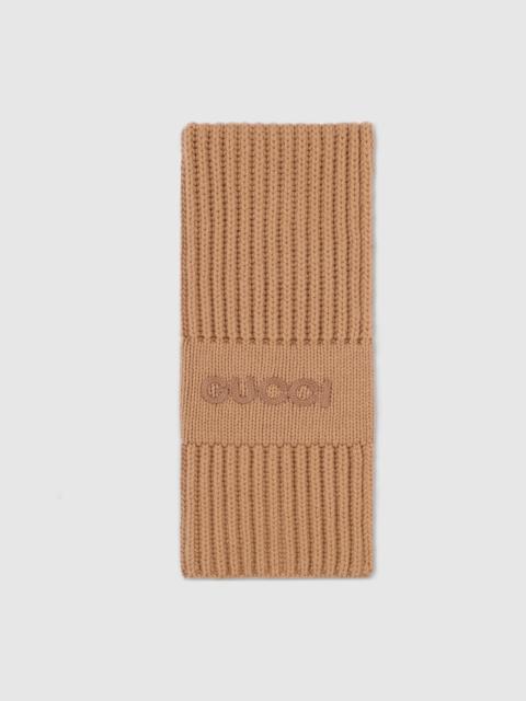 GUCCI Wool cashmere scarf with embroidery