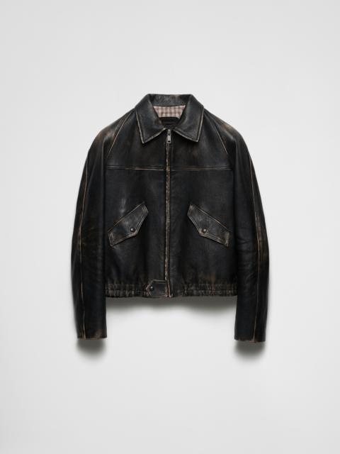 【関税&送料込】Prada Black Nappa Leather Padded Jacket Prada Nappa Leather Jacket | Saks Fifth Avenue