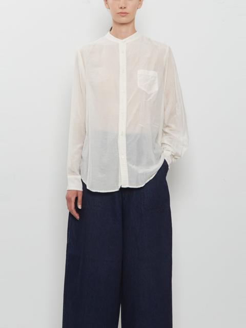 pas de calais Cotton Silk Lawn Band Collar Shirt