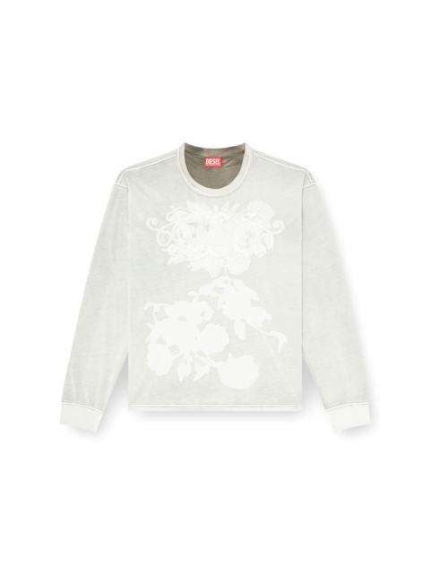 Diesel LONG-SLEEVE T-SHIRT WITH FLORAL PRINT AND LOGO PATCH