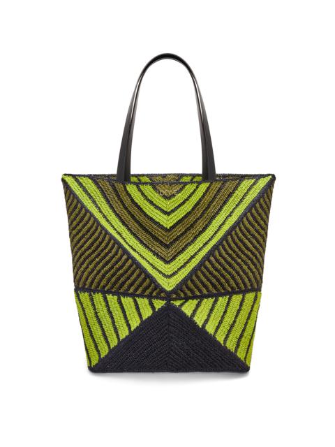 XL Puzzle Fold Tote in raffia