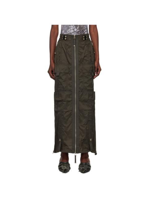 Khaki O-Crep Maxi Skirt