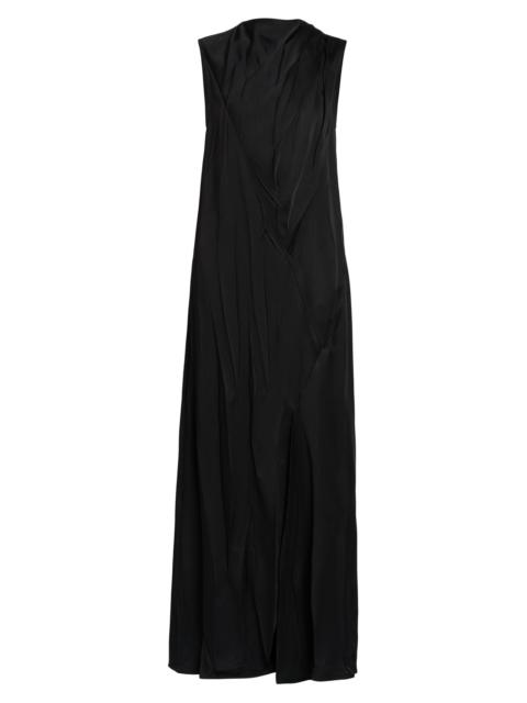 Jil Sander Women's Crinkle Satin Sleeveless Maxi Dress - Black