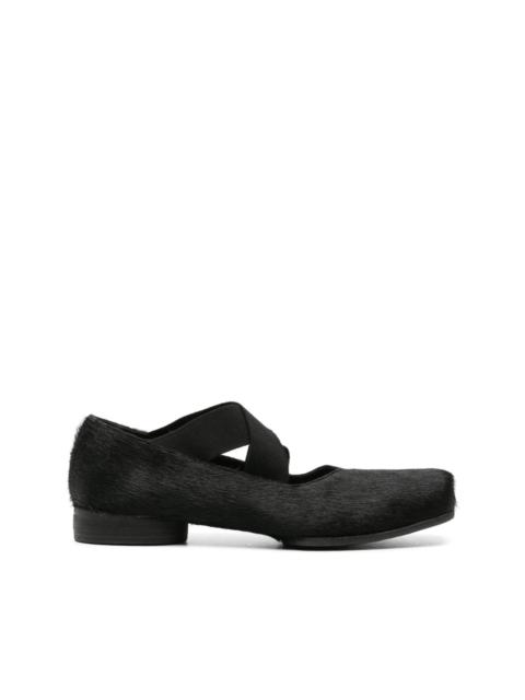 UMA WANG brushed-effect leather ballerina shoes