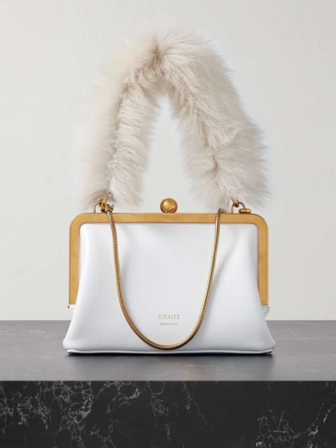 Lilith faux fur-trimmed leather tote