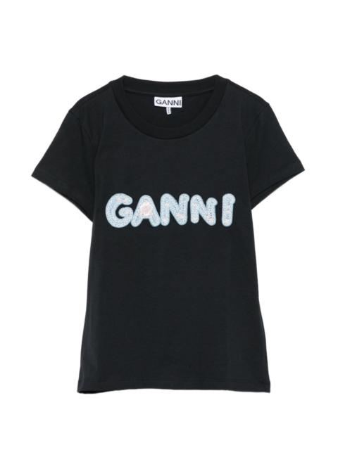 GANNI logo-embroidery T-shirt