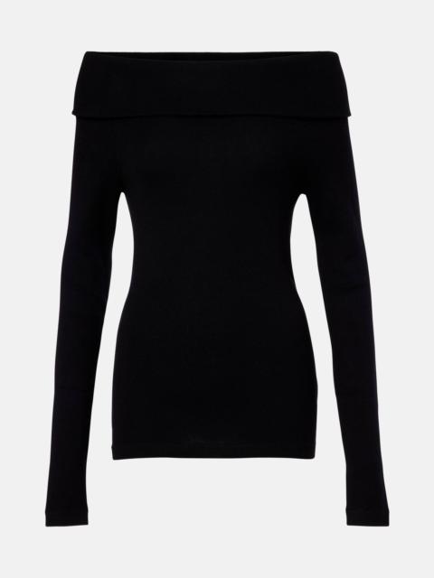 LISA YANG Off-shoulder cotton and cashmere top