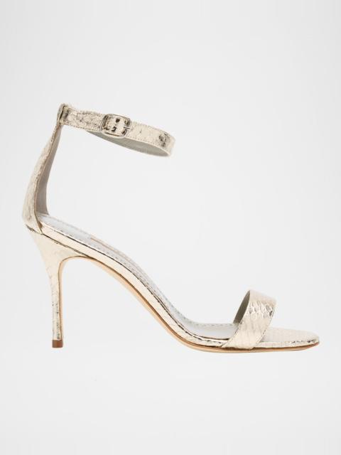Manolo Blahnik Chaos Metallic Snakeskin Pumps
