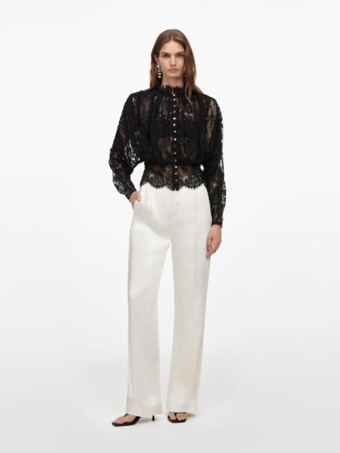 self-portrait Black Lace High Neck Blouse
