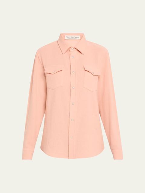 God’s True Cashmere Peach Blush Cashmere Button-Down Shirt