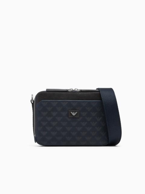 EMPORIO ARMANI CROSSBODY CAMERA BAG IN TEXTURED LEATHER WITH A ZIP CLOSURE