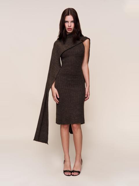 GUIZIO Guizio Hooded Knit Dress in Dark Olive