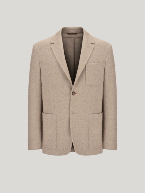 Canali JERSEY BLAZER IN BEIGE CASHMERE AND SILK