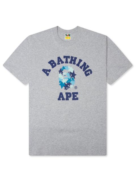 A BATHING APE® STA COLLEGE RELAXED FIT TEE - GRAY