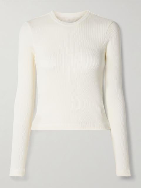 Citizens of Humanity Pilar cropped waffle-knit cotton T-shirt Off-white