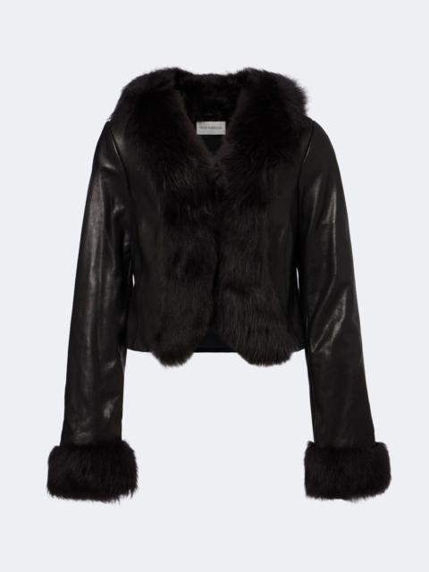 NOUR HAMMOUR Sofie shearling-trimmed leather jacket